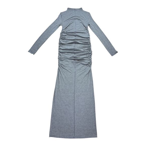 Ena Pelly Long Sleeve Moch Neck Gray Ruched Maxi Dress 8 AU 4 US Small - Picture 2 of 3